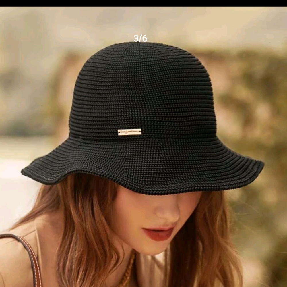 NEW - Trendy Casual Black Bucket Hat for Women - Adjustable